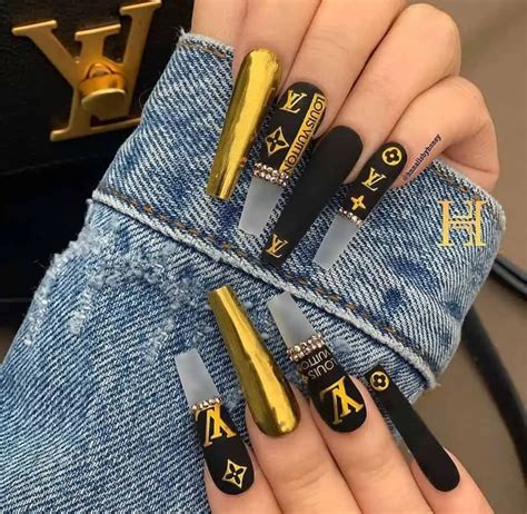 lv black nails|louis vuitton nail salon ideas.